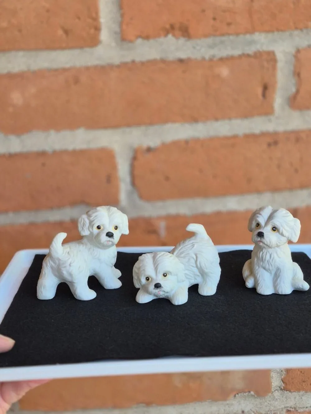 Vintage Set of 3 Homco White Maltese/Westie/Shih Tzu  Puppy Dog Figurines #1411